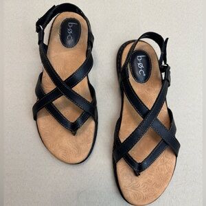 Born Leather Strappy Sandals Velcro for ez closure walking sandals Dark Brown